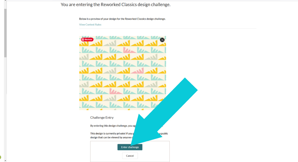 Screenshot Design bei Spoonflower für eine Challenge einreichen