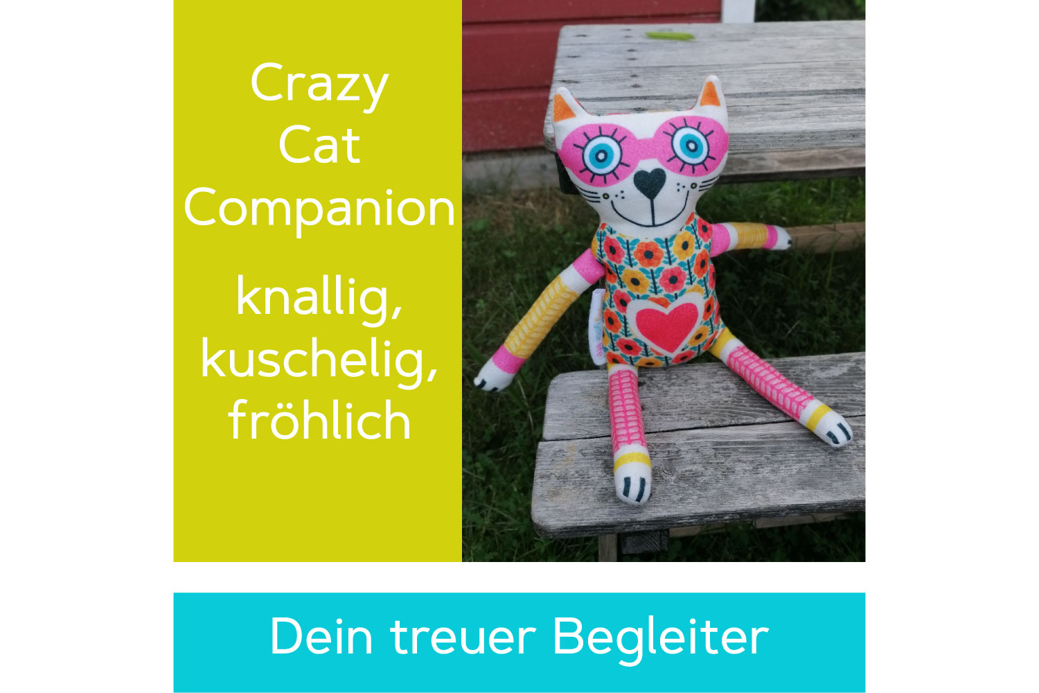 Crazy Cat Companion Das farbenfrohe fröhliche Kuscheltier